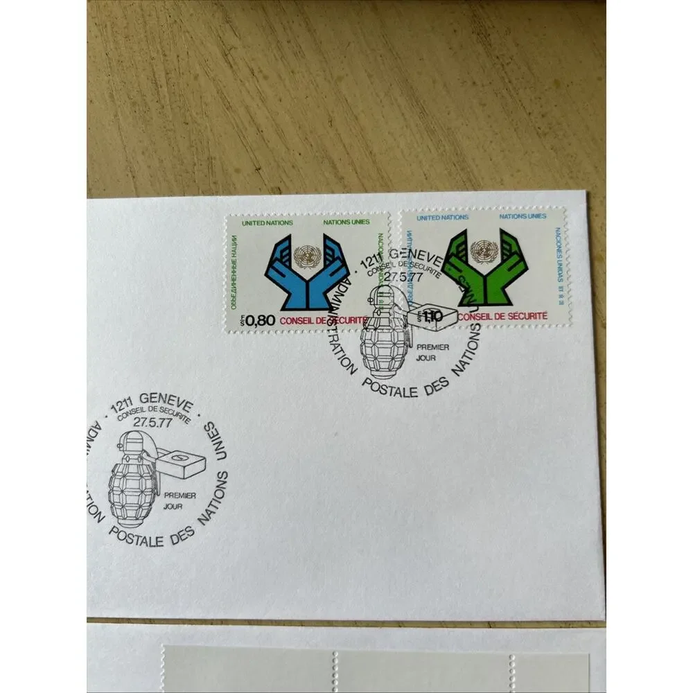 FDC 1977 (3)GENEVA UNITED NATIONS 1.10 STAMP CONSEIL DE SECURITE FIRST DAY COVER